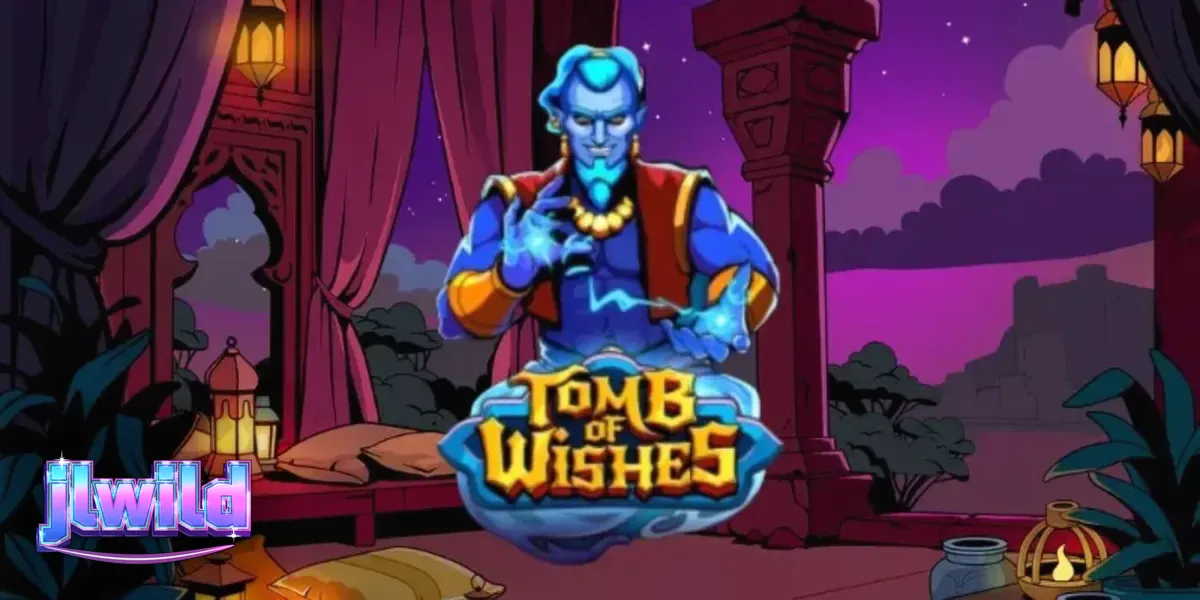 Makulay na visual ng Tomb of Wishes slot na nagpapakita ng mga gintong kayamanan at mahiwagang lampara.